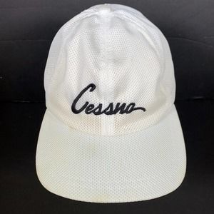 Vintage Cessna White Mesh Hat One Size Baseball Cap Plane HTF